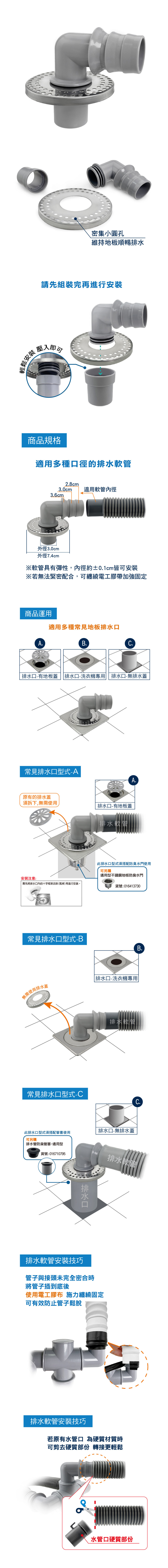 特力屋排水接管組合-中型彎頭地板蓋