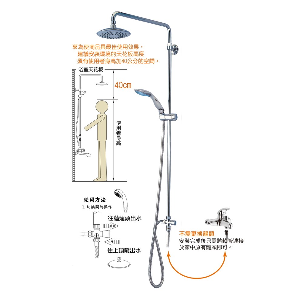 二代向日葵頂噴雙用蓮蓬組(6\")